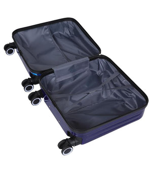 Premium blue kids luggage with 3D astronaut space design, durable trolley bag with wheels and extendable handle for travel. www.usmile.toys