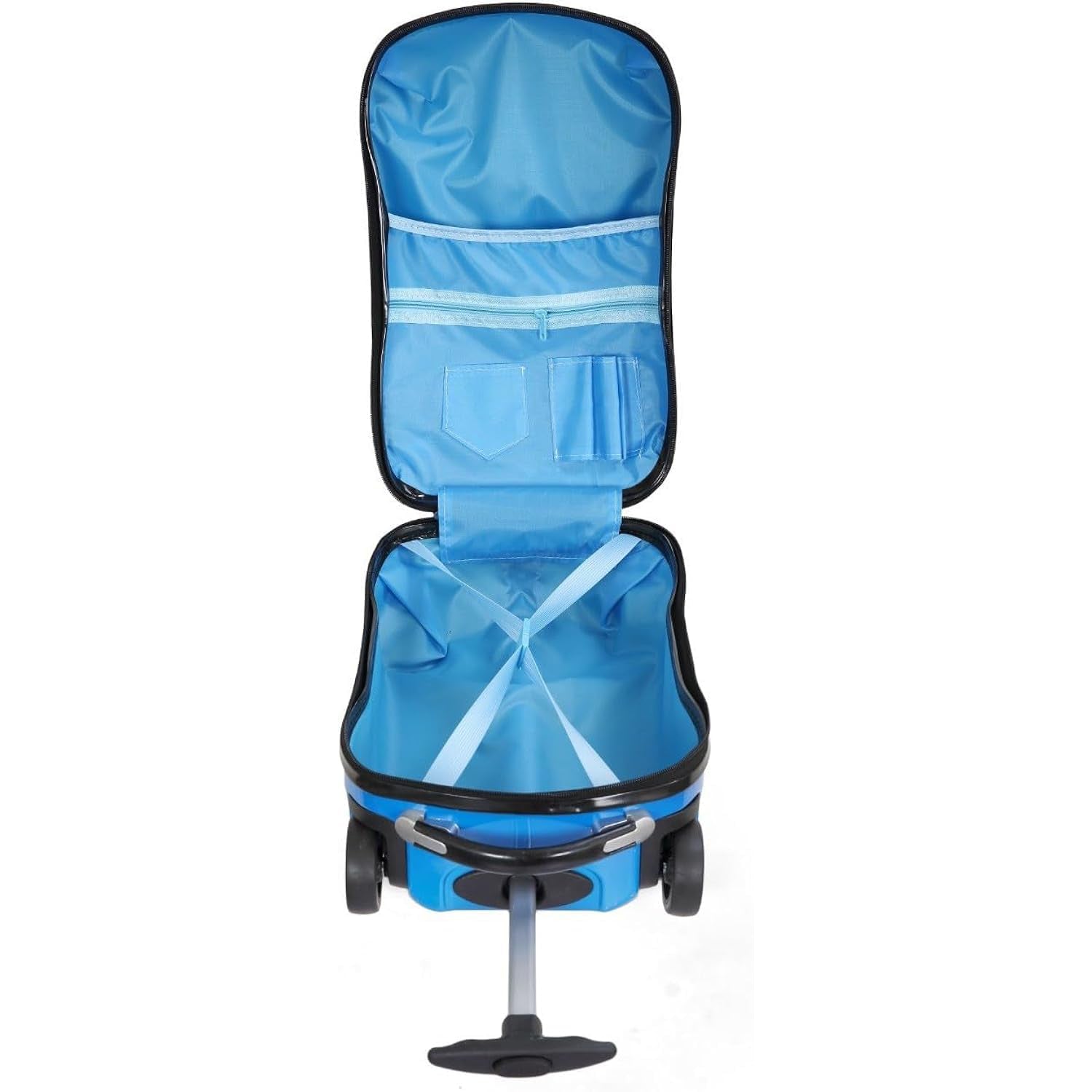 Blue 18-inch kids car-shaped luggage with wheels for boys www.usmile.toys