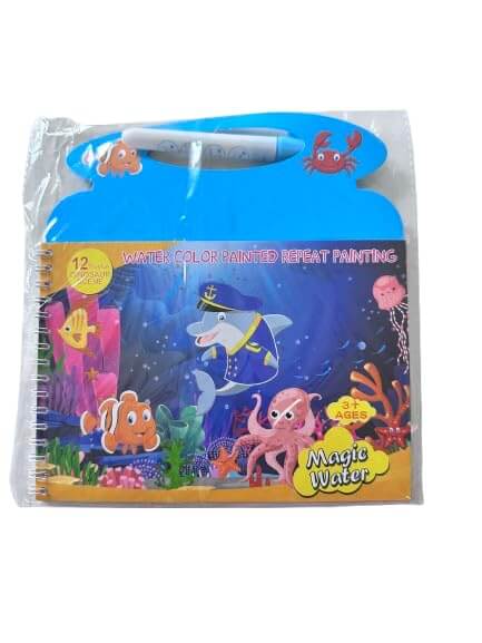 Packaged children's painting set with ocean-themed design on a white background