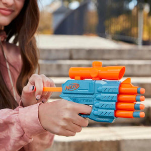 Kids' Nerf blaster toy for active play, the Elite 2.0 Prospect QS-4, complete with darts for target practice. www.usmile.toys