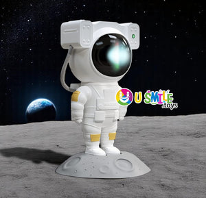 Cute astronaut-themed kids night lamp standing on a moon surface base, with a glowing helmet light and space background. Ideal for children’s bedrooms, this decorative lamp adds a fun outer space vibe. Available at U Smile Toys—perfect gift for little space explorers and kids room decor.