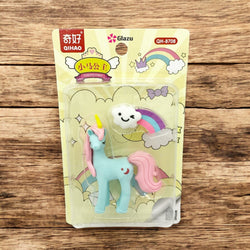 Novelty eraser set for children featuring a magical unicorn design, comes in a pack of three with assorted colours, available in www.usmile.toys