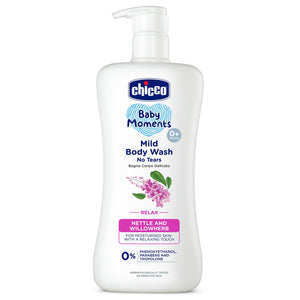 Chicco Baby Moments Mild Body Wash Relax, New Advanced Formula with Natural Ingredients, No Tears & Soap-Free, Mild formula for Baby’s Body & Face Wash