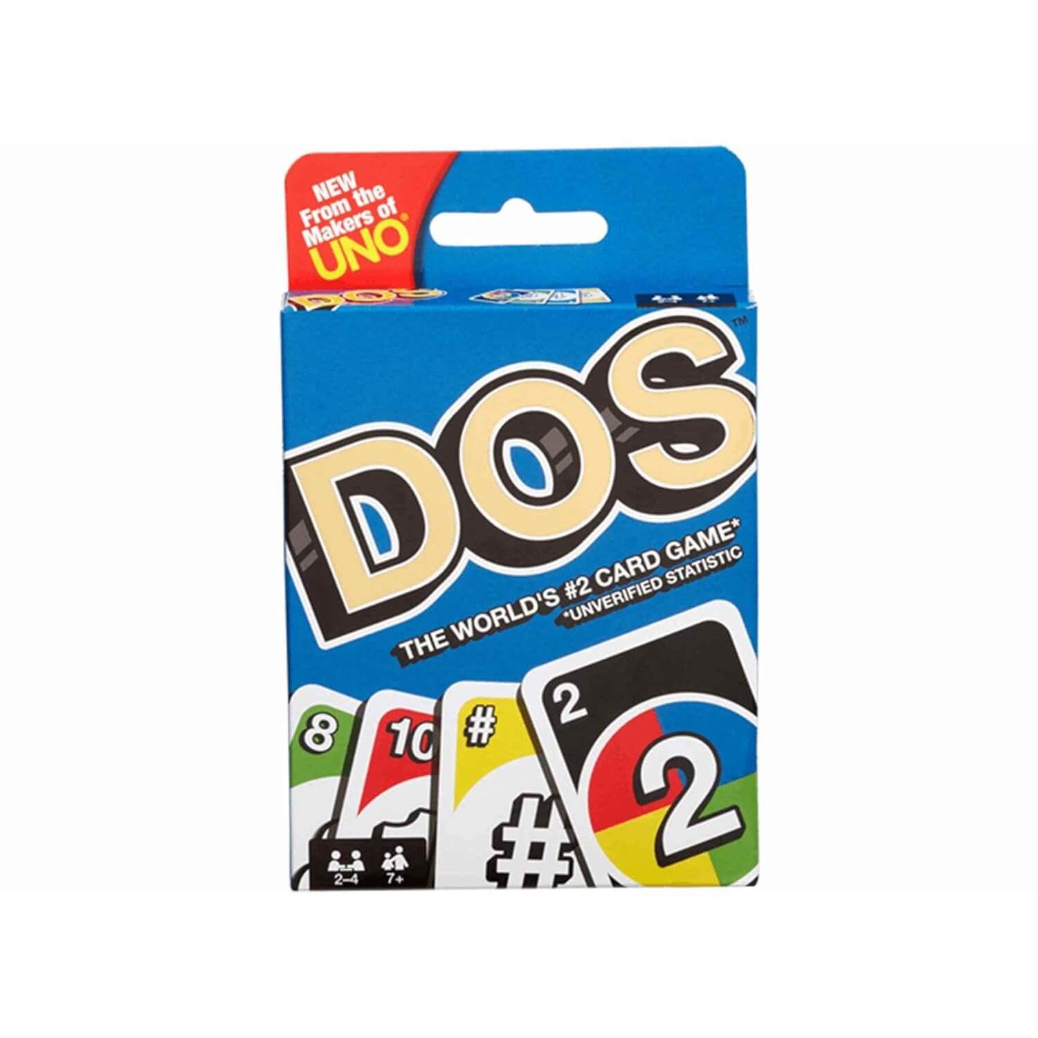 DOS card game for kids and adults, a fun family-friendly card game from the makers of UNO, featuring colorful cards and suitable for 2-4 players, ages 7+. www.usmile.toys