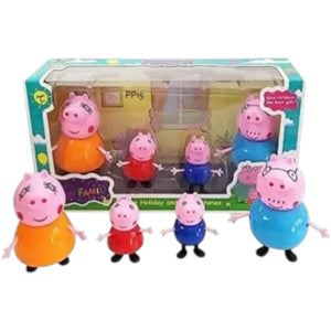 Set of Peppa Pig figurines in a box on a white background