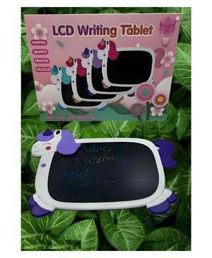Unicorn LCD writing tablet for creative kids, providing a fun and mess-free way to draw, doodle, and learn. This portable digital drawing board helps develop fine motor skills and imagination, ideal for young artists. www.usmile.com