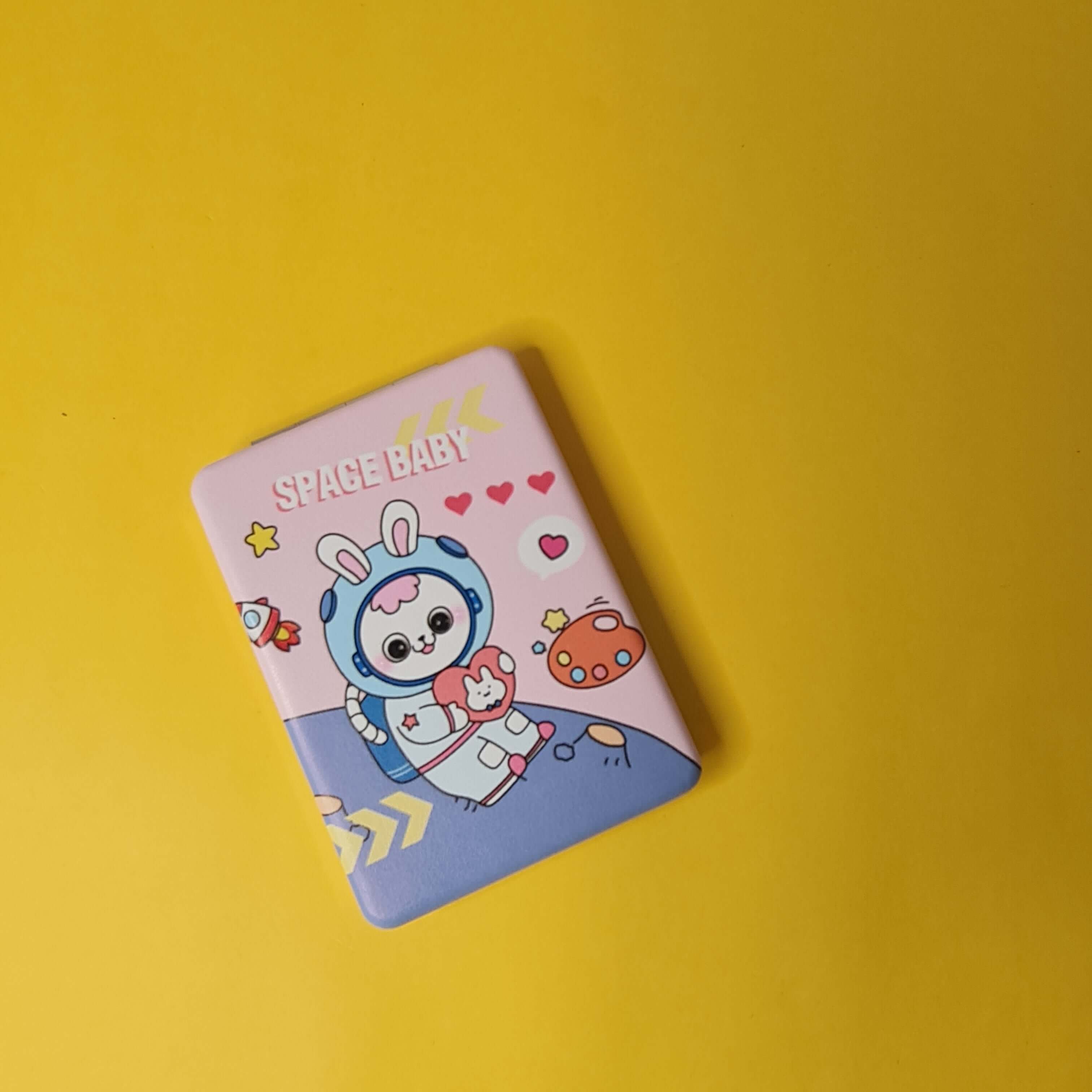 Card with cartoon character on a yellow background