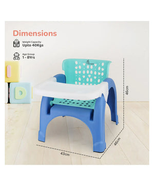 Children's chair with dimensions on a white background