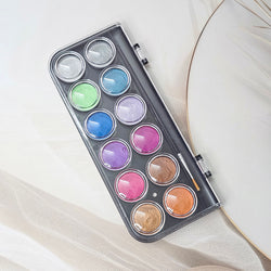 Open View of Yalong 12 Color Metallic Watercolor Paint Set with Shimmering Colors - www.usmile.toys