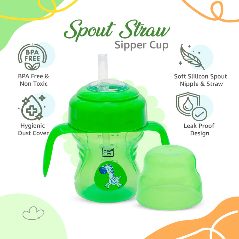 Mee Mee 2-in-1 Spout & Straw Sipper Cup (Green) | 150ml