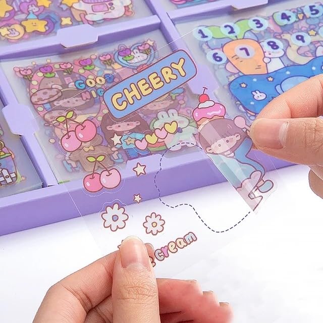 Pack of 2000 waterproof vinyl transparent stickers for kids, featuring various cute daily life scenes with characters, furniture, and animals in pastel colors. Ideal for scrapbooking, journaling, or decorating from uSmile.toys." www.usmile.toys