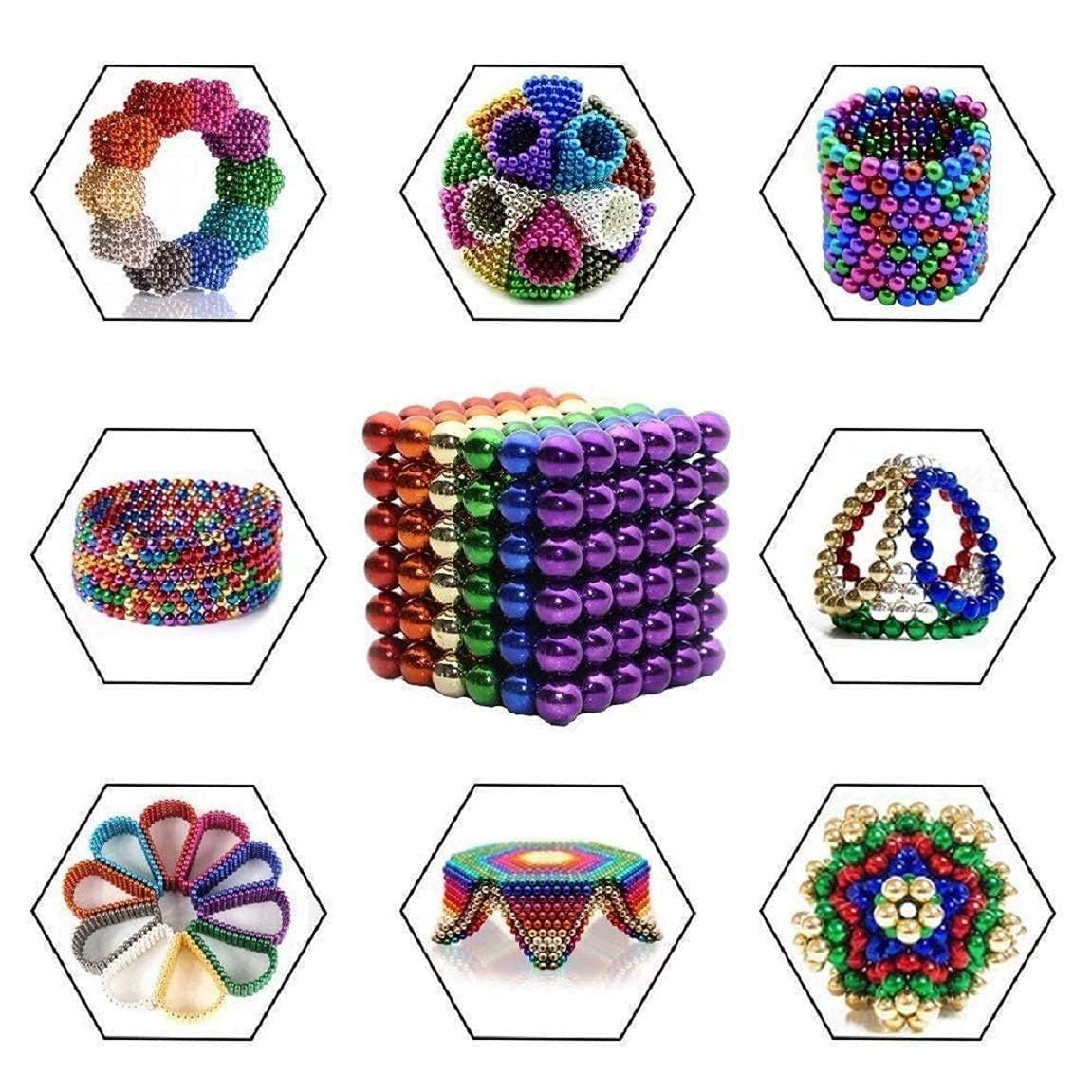 Colorful magnetic balls toy set for kids – creative STEM puzzle cube and tower built with rainbow-colored magnetic spheres, perfect fidget toy for stress relief, learning, and imaginative play – available at U Smile Toys India
