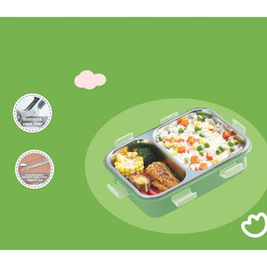 Colorful two-compartment insulated lunch containers for children, keeping meals fresh and organized for school. www.usmile.toys