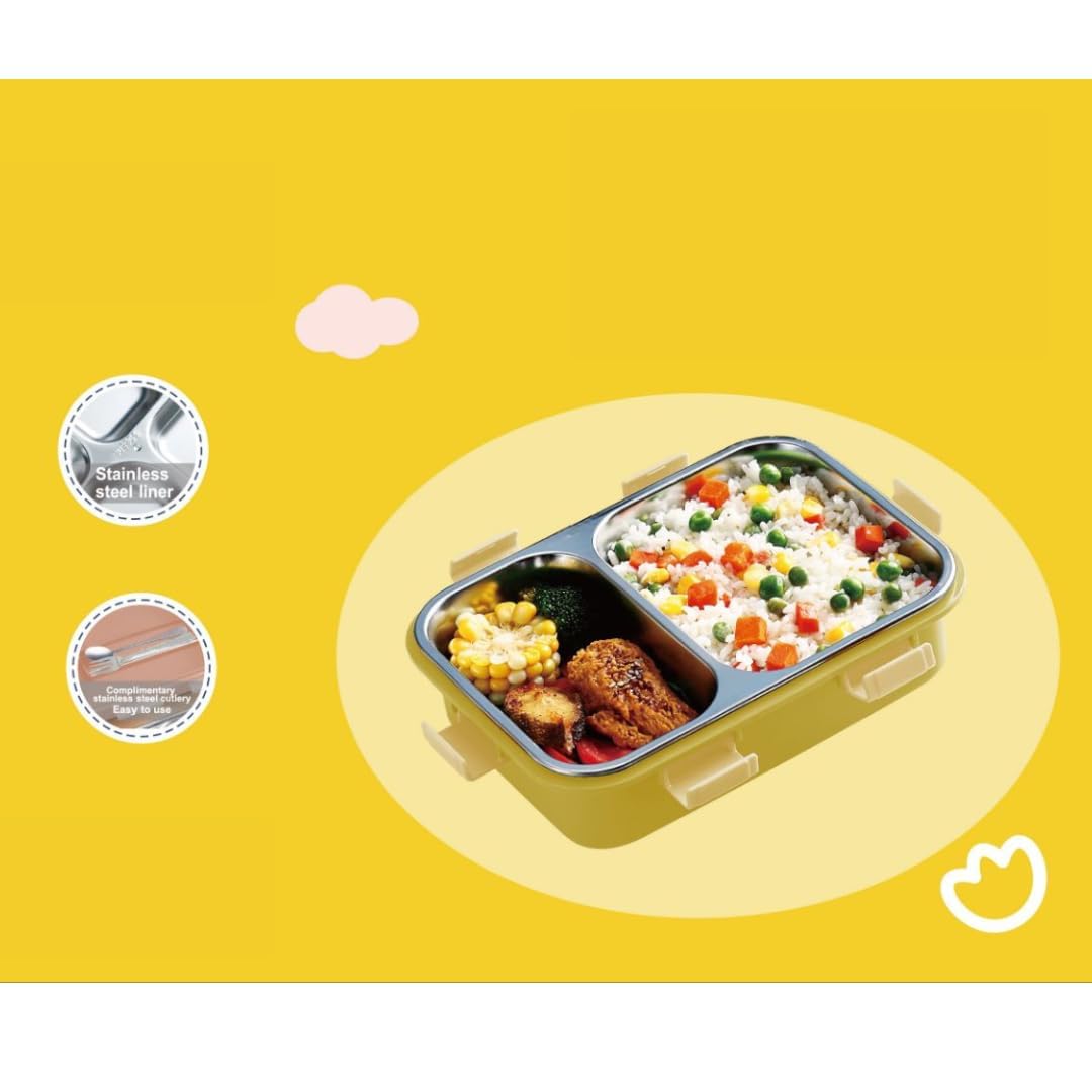 Colorful two-compartment insulated lunch containers for children, keeping meals fresh and organized for school. www.usmile.toys