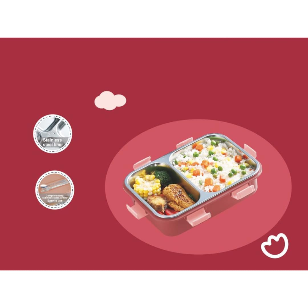 Colorful two-compartment insulated lunch containers for children, keeping meals fresh and organized for school. www.usmile.toys