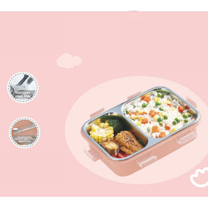 Usmile Toys 2-compartment stainless steel lunch boxes, perfect for separating hot and cold food for kids and adults.