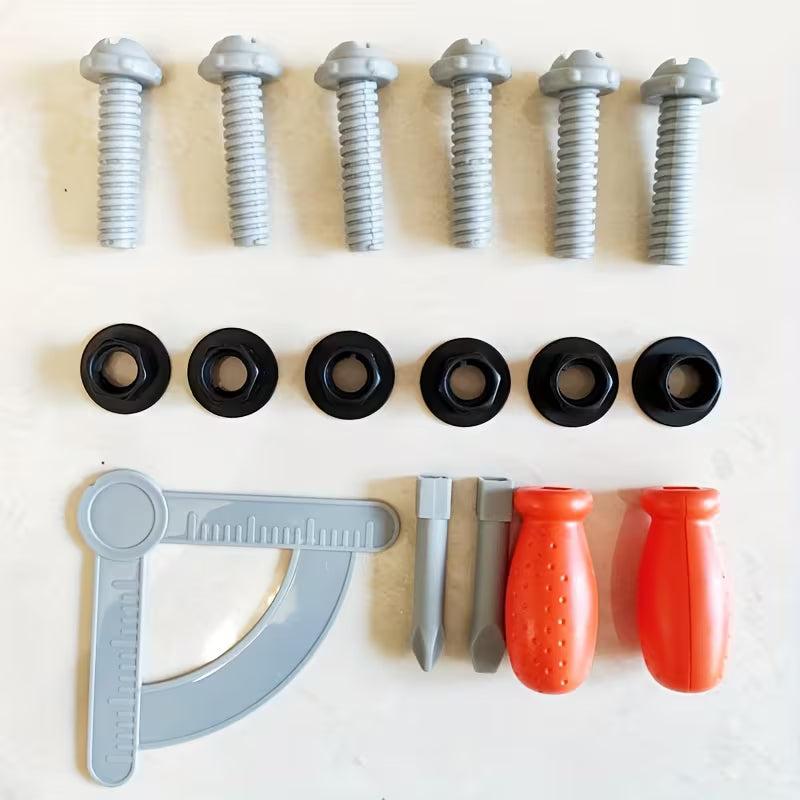 3-in-1 Boys' Pretend Repair Tool Kit Set, Kids' Storage Tool Table; Boys' Toys; Kids' Day, Easter, Christmas, Halloween Holiday Gifts, Birthday Party Gifts