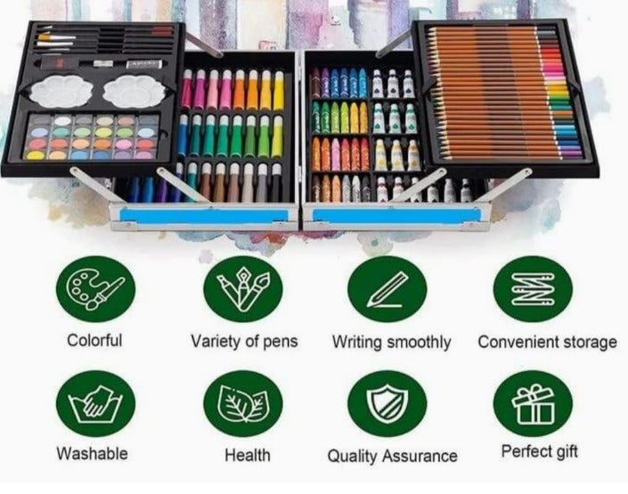 Buy the best unicorn art set for kids online at usmile.toys. Includes a variety of drawing and painting tools in a fun carrying case