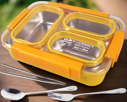 3 Compartment Stainless Steel Leak Proof Lunch Box for Kids