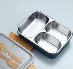 3 Compartment Stainless Steel Lunch Box For Kids and Adults