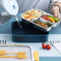 3 Compartment Stainless Steel Lunch Box For Kids and Adults