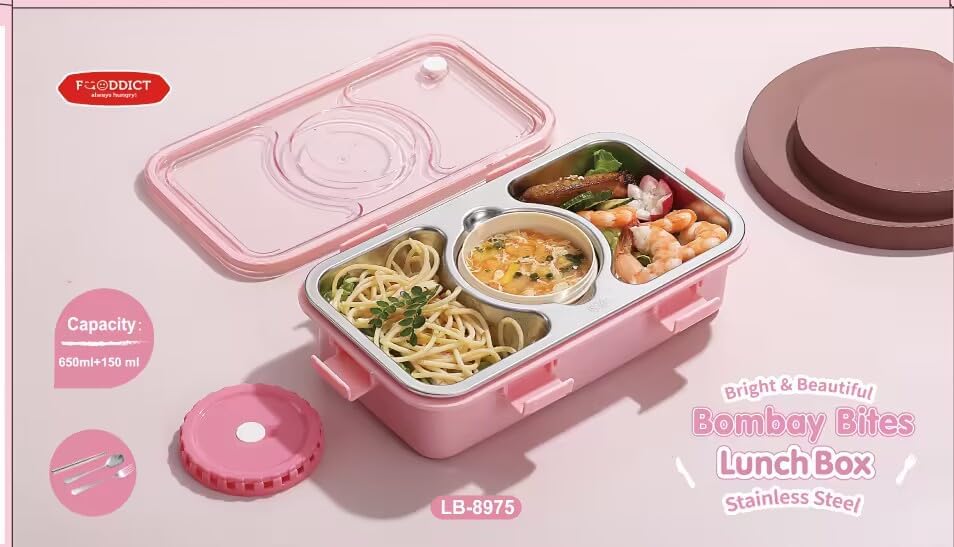 Bombay Bites Kids Lunch Box: Stainless steel bento box with compartments for organized food storage.
www.usmile.toys