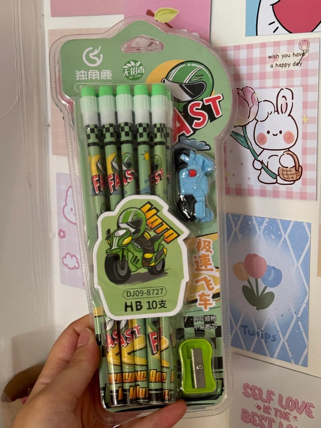 Set of three HB pencils for kids with a cool motorcycle print, a fun stationery kit for drawing and writing.
www.usmile.toys
