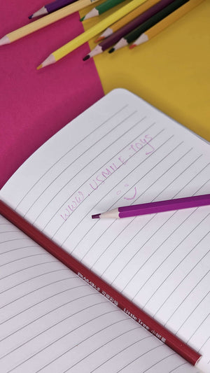 A new set of erasable colored pencils in a colorful,  ready for sketching and coloring by young artists from Usmile Toys. www.usmile.toys