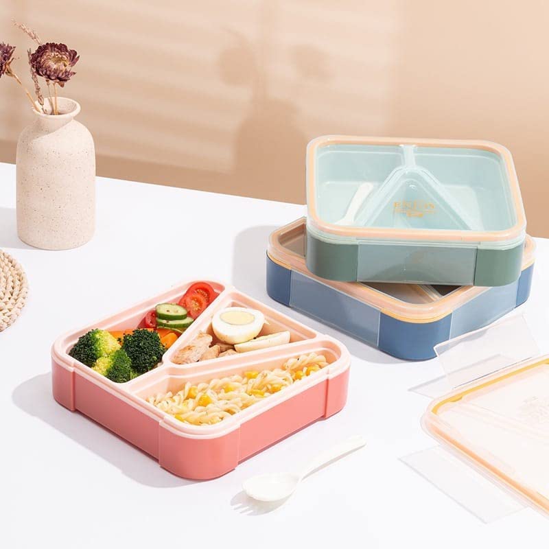 Square divided lunch boxes in various colors for kids, women, and men, for daily meals. www.usmile.toys