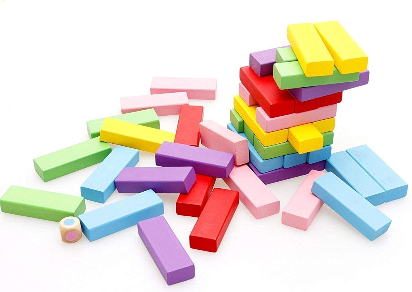 Boxed set of 48 multi-colored wooden blocks for tower building and strategy games. www.usmile.toys