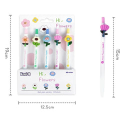 5 Pc Cute Flower Design Fancy Fine 0.5mm Gel Ink Pen
