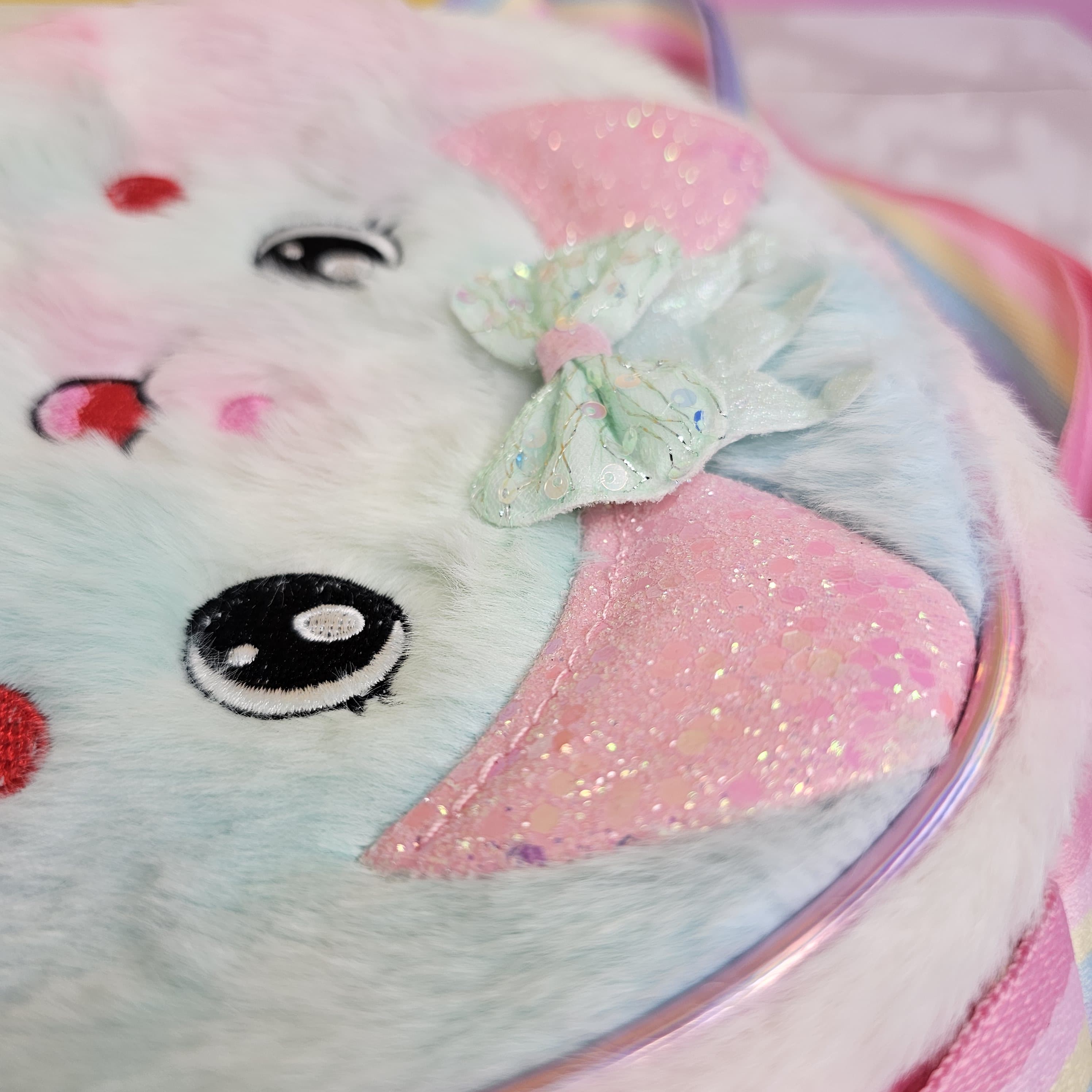 Adorable bunny-shaped plush purse with a comfortable sling strap, the perfect small bag for toddlers and young girls www.usmile.toys