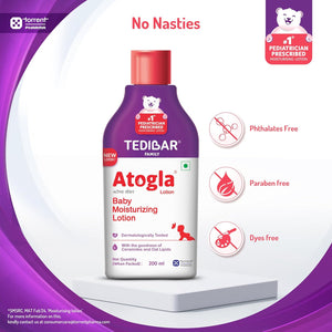 Atogla Baby Lotion 200ml from Tedibar Family | No. 1* Pediatrician prescribed Moisturising Lotion- By Torrent Pharma
www.usmile.toys