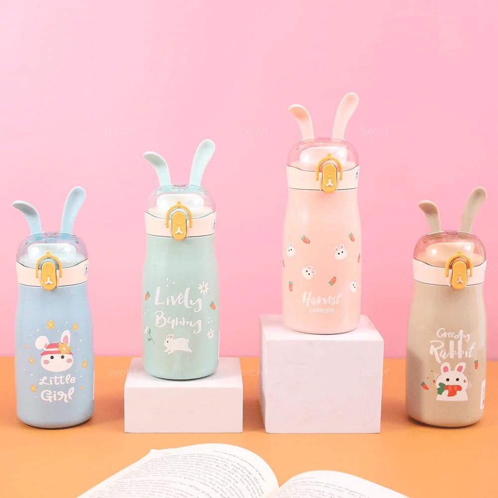 Bunny Ears Stainless Steel Water Bottle for Kids. www.usmile.toys