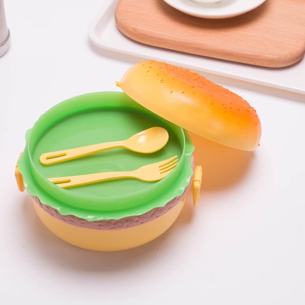 Fun burger-shaped school lunchbox for boys and girls, with secure lid and durable plastic construction. www.usmile.toys