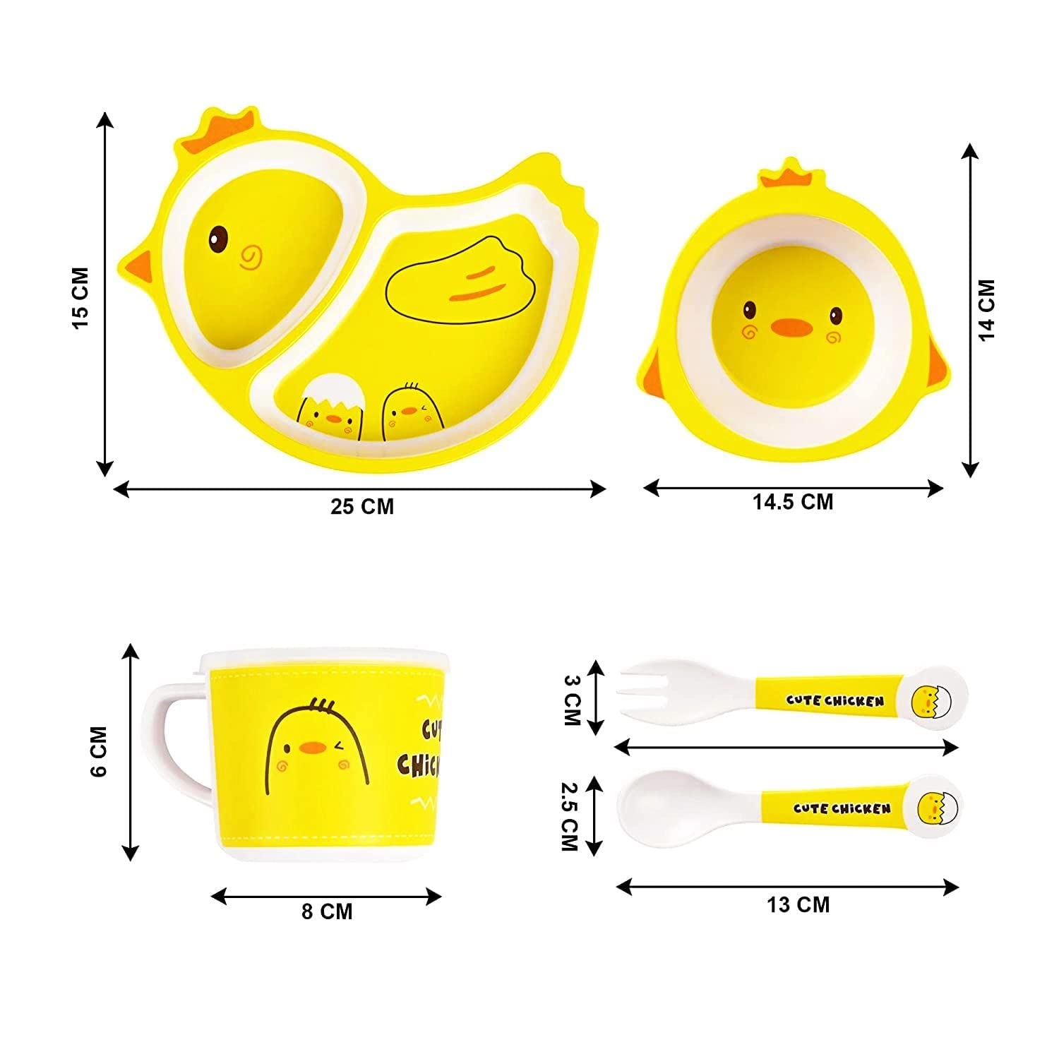 Bamboo Fiber Kids Dinner Set - Chicken: Includes plate, bowl, cup, fork, and spoon with a cute chick theme. Eco-friendly.
www.usmile.toys