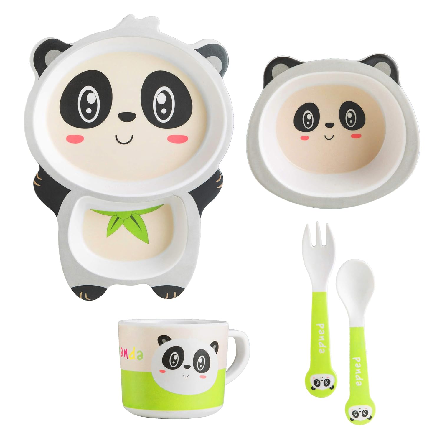 Bamboo Fiber Kids Dinner Set - Panda: Includes plate, bowl, cup, fork, and spoon with a lovely panda theme. Eco-friendly.
www.usmile.toys