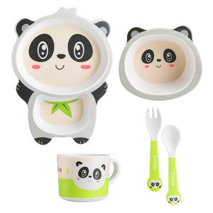 Bamboo Fiber Kids Dinner Set - Panda: Includes plate, bowl, cup, fork, and spoon with a lovely panda theme. Eco-friendly.
www.usmile.toys