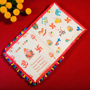 Colorful book with illustrations on a red background