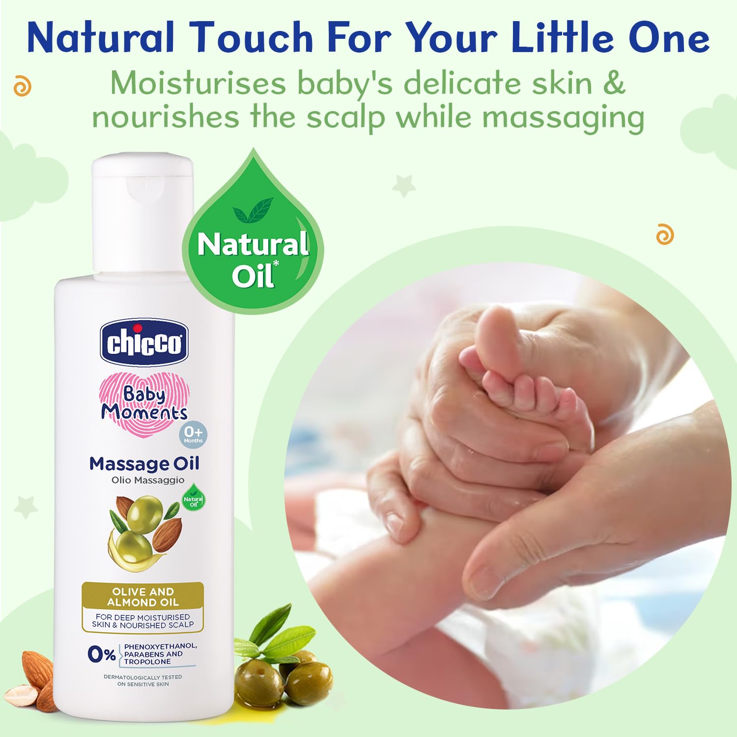 Chicco Baby Moments Massage Oil, New Advanced Non-sticky & Moisturizing Formula with Natural Ingredients to Prevent Dryness, Suitable for Baby’s Skin, Hair & Scalp,
www.usmile.toys
