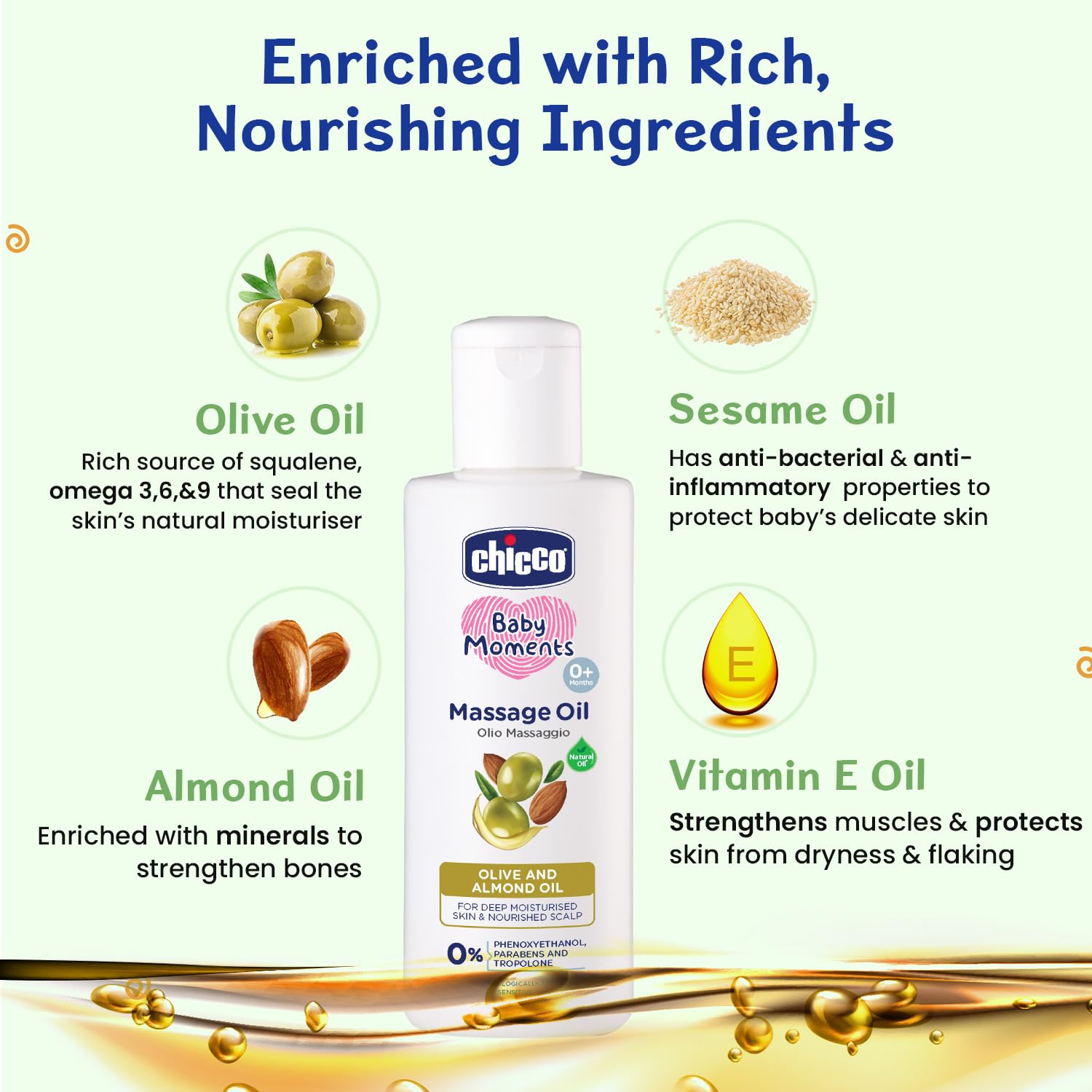 Chicco Baby Moments Massage Oil, New Advanced Non-sticky & Moisturizing Formula with Natural Ingredients to Prevent Dryness, Suitable for Baby’s Skin, Hair & Scalp,
www.usmile.toys