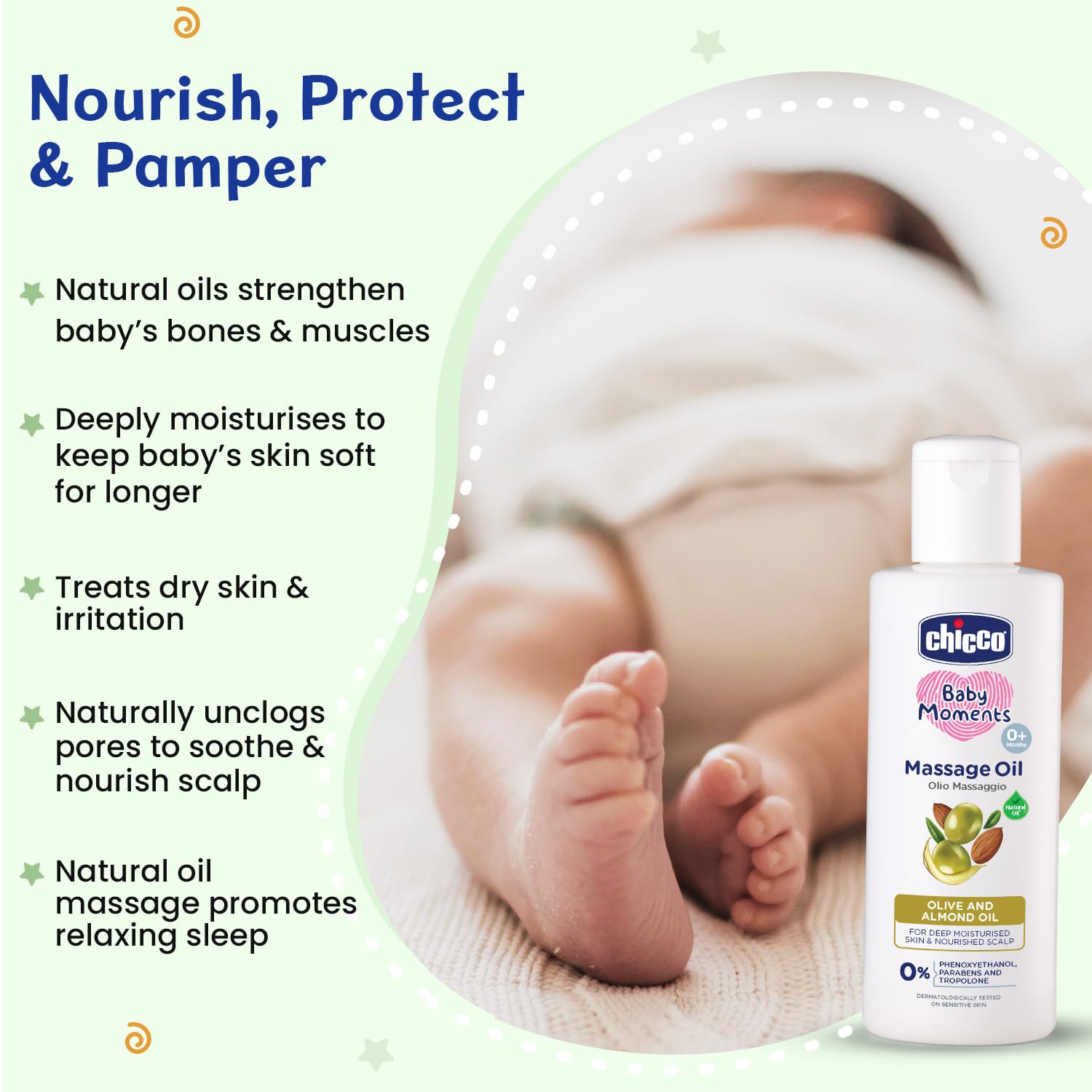 Chicco Baby Moments Massage Oil, New Advanced Non-sticky & Moisturizing Formula with Natural Ingredients to Prevent Dryness, Suitable for Baby’s Skin, Hair & Scalp,
www.usmile.toys