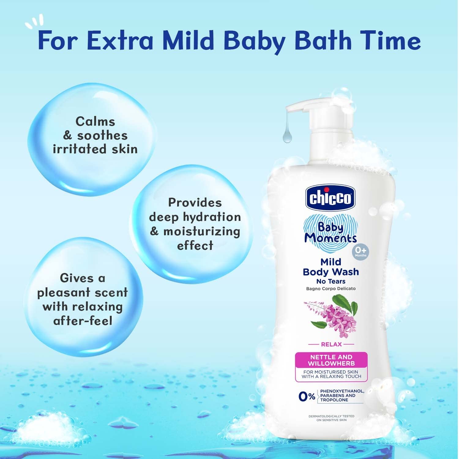 Chicco Baby Moments Mild Body Wash Relax, New Advanced Formula with Natural Ingredients, No Tears & Soap-Free, Mild formula for Baby’s Body & Face Wash www.usmile.toys