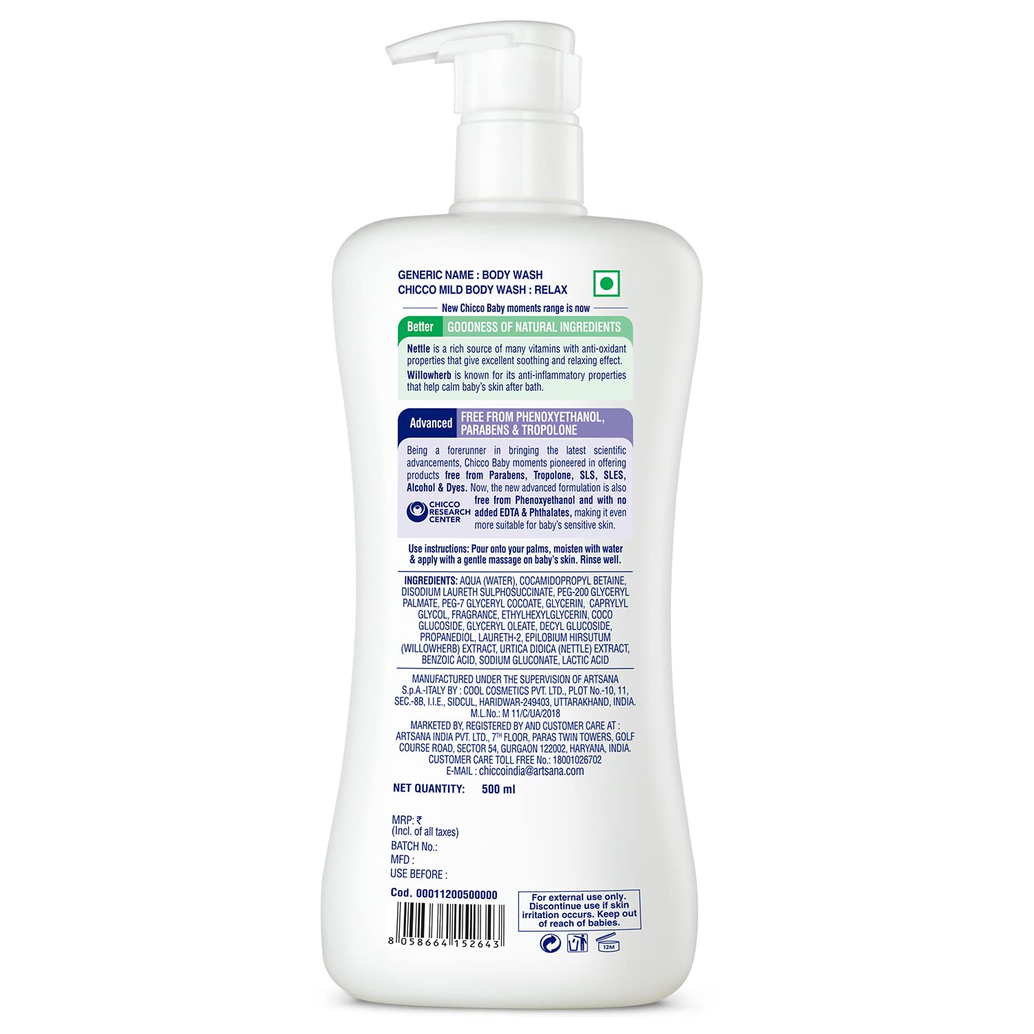 Chicco Baby Moments Mild Body Wash Relax, New Advanced Formula with Natural Ingredients, No Tears & Soap-Free, Mild formula for Baby’s Body & Face Wash www.usmile.toys