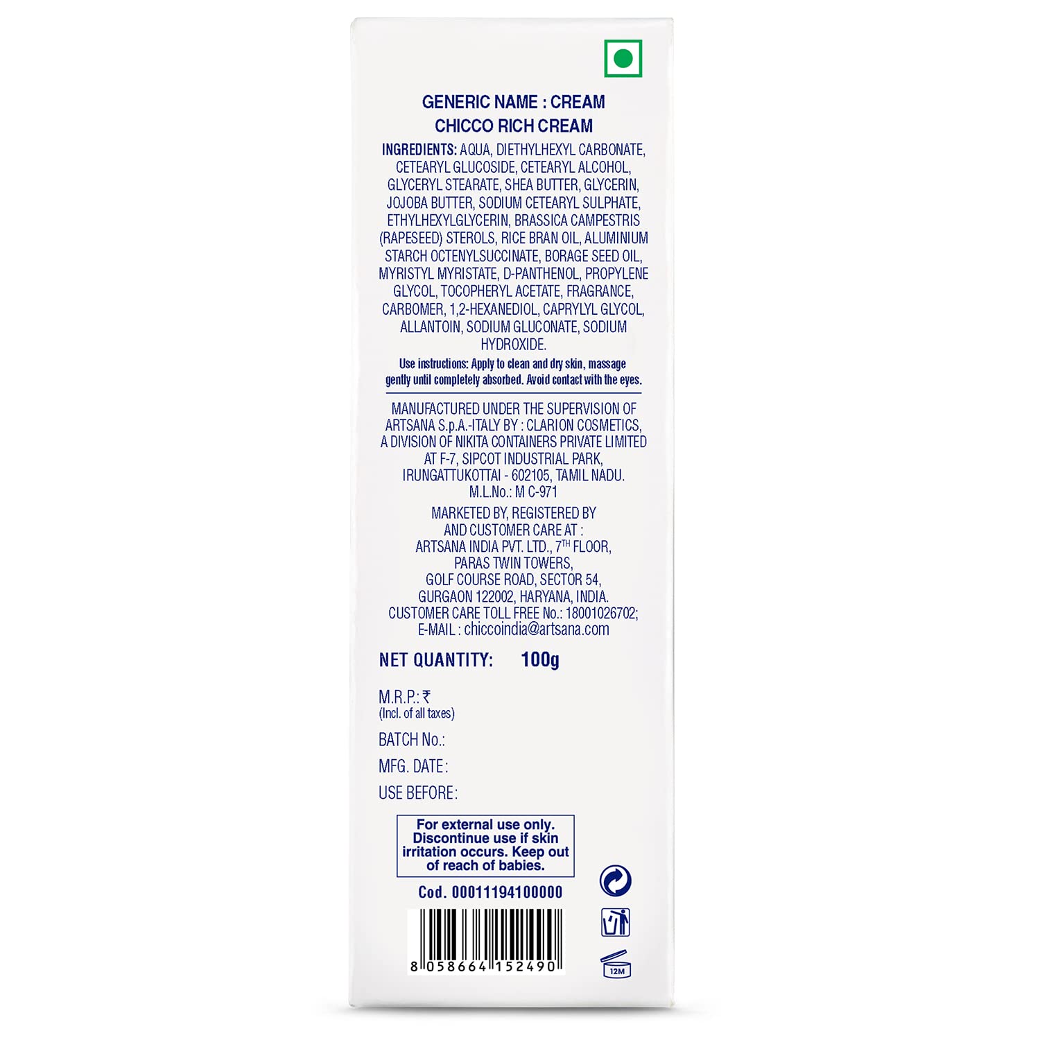 Chicco Baby Moments Rich Cream for Newborn Babies with Shea & Jojoba Butter, 100g| Rich Moisturization and Dryness Prevention |Dermatologically Tested |Phenoxyethanol, Parabens & Lauryl sulphates free
www.usmile.toys