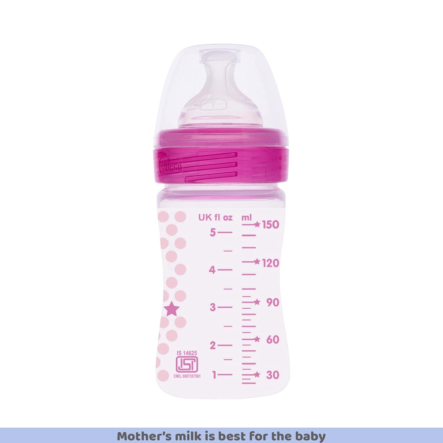 Chicco Well-Being 150 ml Feeding Plastic Bottle, Advanced Anti-Colic System, BPA Free, Hygienic Silicone Teat (Pink)
www.usmile.toys