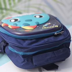 "Close-up of a Usmile Toys children's cartoon school backpack, designed in pink with a playful unicorn character on the front panel, and a matching pink water bottle in the side mesh pocket."