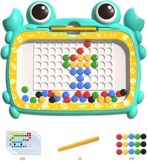 Colorful magnetic dot toy with a frog design on a white background