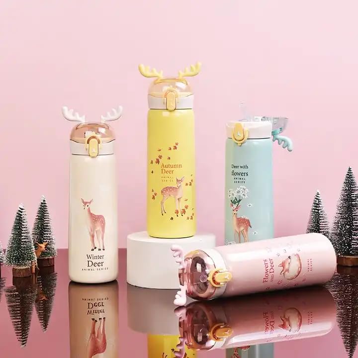 Deer Stainless Steel Water Bottle for Kids: Cute animal design thermos for hot and cold drinks.
www.usmile.toys
