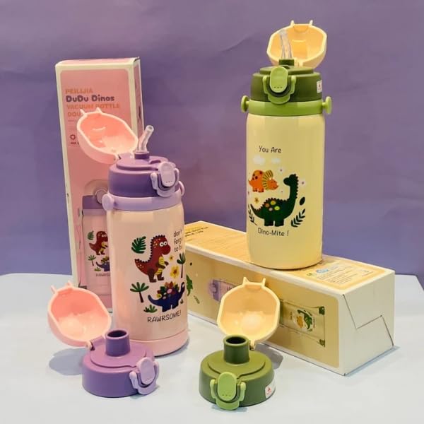 Dinosaur Stainless Steel Water Bottle for Kids: Insulated for hot and cold drinks. Cute cartoon dino design.
www.usmile.toys